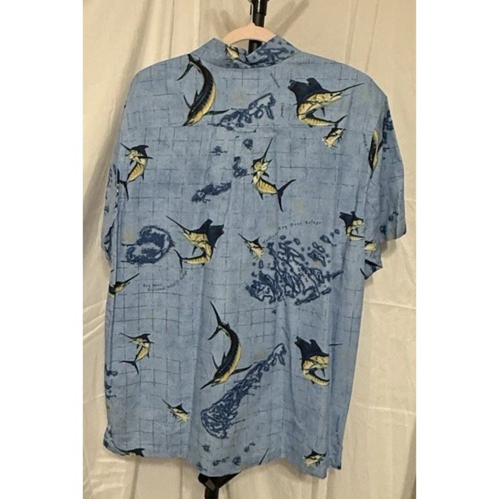Columbia RiverLodge Button Up Blue Marlin Shirt Mens M, Short Sleeve,Fishing - Picture 2 of 12